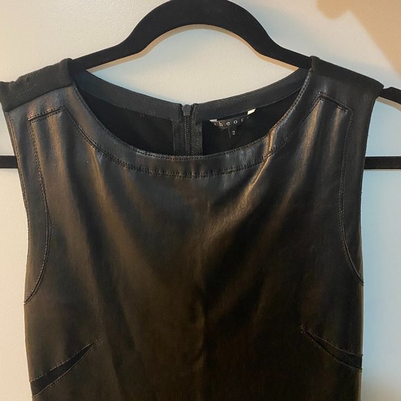 Size 2 Black and Leather Theory Dress - Picture 3 of 11